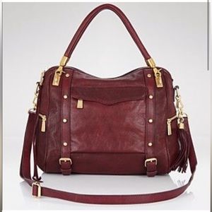 Save $300 NWOT Rebecca Minkoff CUPID calfskin leather satchel in wine/burgundy